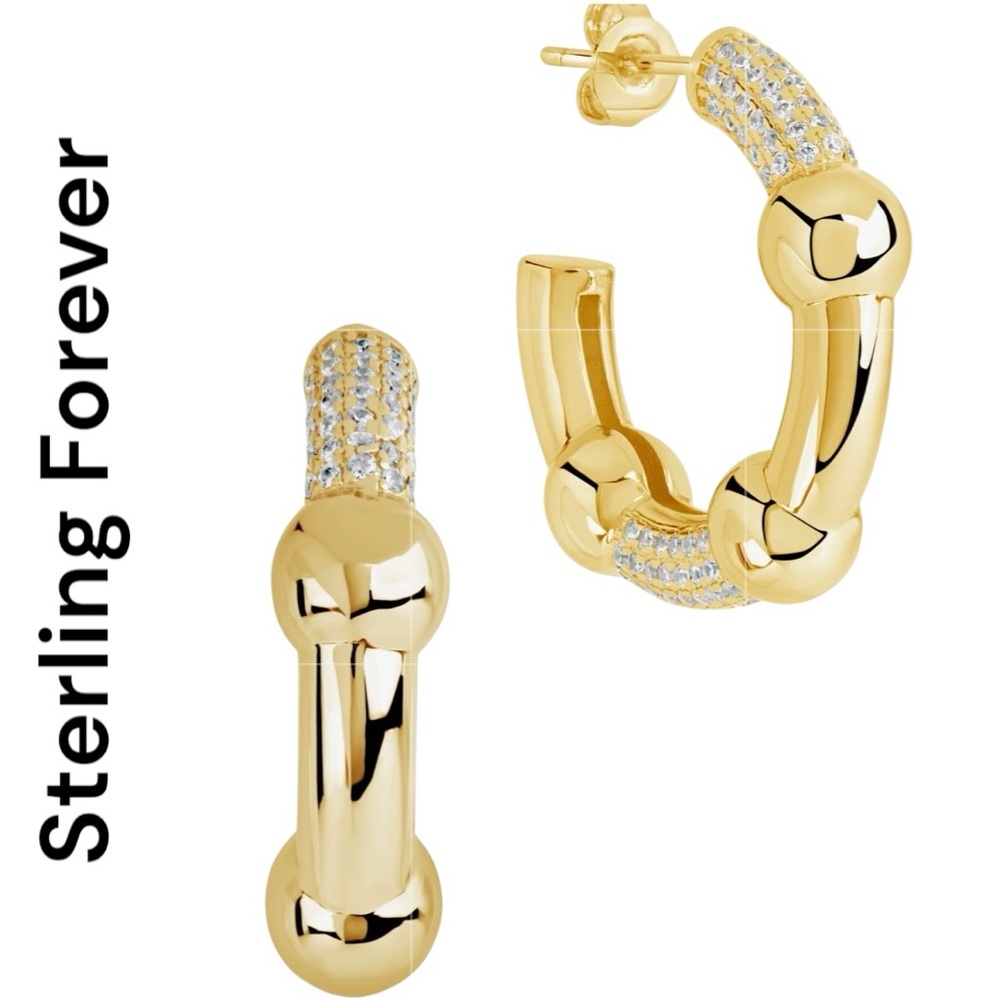 ❤️NWT STERLING FOREVER EMILEE CZ HOOP EARRINGS